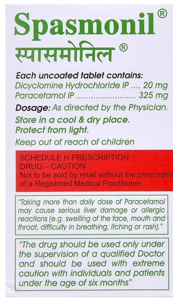 Spasmonil 20mg/325mg Tablet Spasmonil 20mg/325mg Tablet