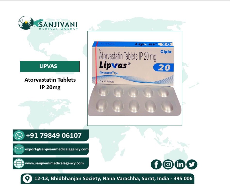Lipavas 20 Lipvas 20 Tablet (Atorvastatin 20mg)
