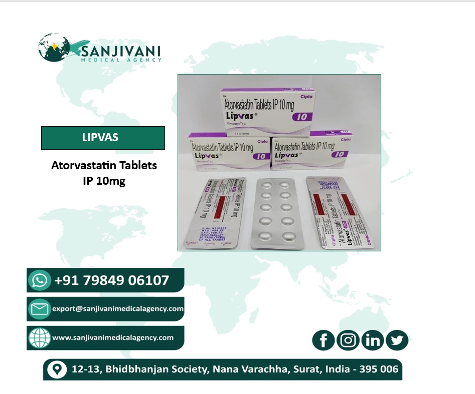 Lipvas 10 mg Lipvas 10 Tablet (Atorvastatin 10mg)